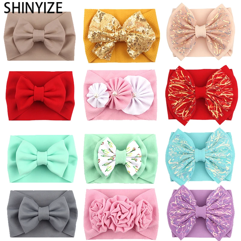

10PCS/Lot Fashion New Style 5" Fluffy Bow Baby Headband Soft Solid Elastic Hairdband Children Girl DIY Hair Accessories Gift