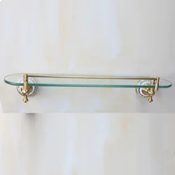52cm Bathroom Glass Shelf 1 Tier, Shower Caddy Bath Basket, Wall Mount, Antique Brone
