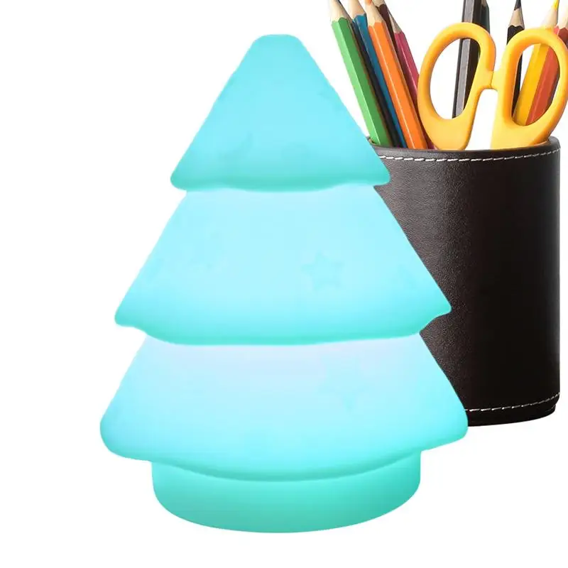 

Christmas Tree Night Light Silicone Night Sleep Lamp Cartoon Lighted Tree Lamp USB-Charging Novelty Tree Lamp With 7 Colors