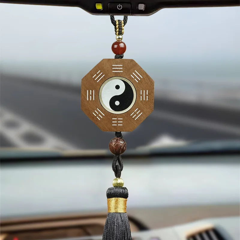 

Jujube inlaid silver Tai Chi transferable gossip pendant pendant Guofeng Shanhua cinnabar Taoist jewelry