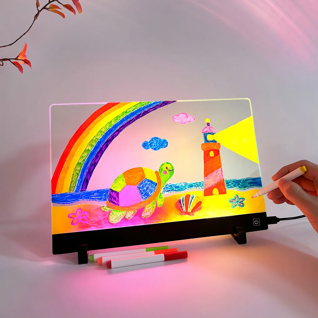 Kids Drawing Board Reusable LCD Tablet Erasable Light-Up Doodle Pad for Children Fun Educational Toy Menu Board