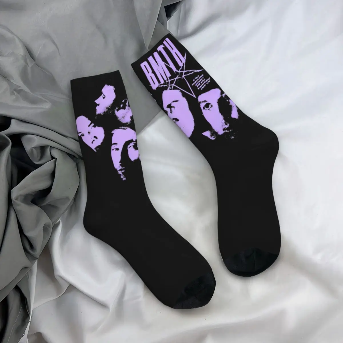 BMTH-calcetines de música de Rock para hombre, medias flexibles con estampado gráfico de Deathcore Pop Rock, suaves, los mejores regalos