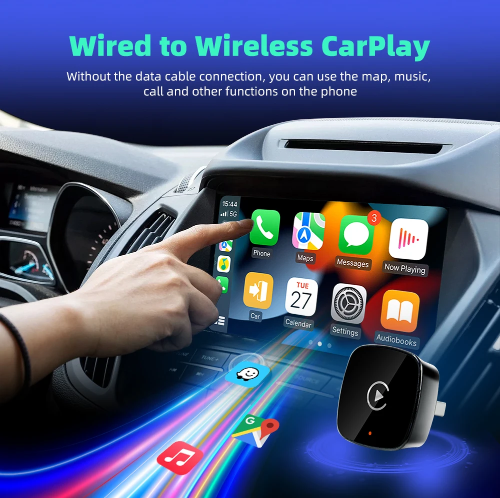 EKIY 2025 2 in 1 Wireless CarPlay Android Auto Adapter Wired to Wireless Mini Car Ai Box Universal for Cars plug and paly