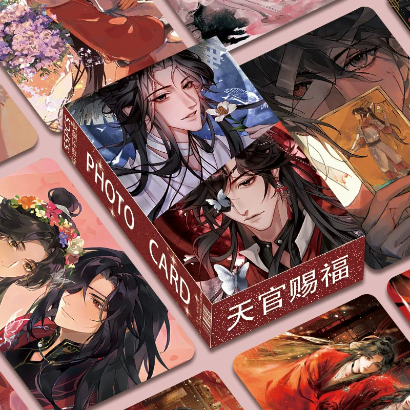55PCS Heaven Official's Blessing Laser Lomo Card Set Tian Guan Ci Fu Xie Lian,Hua Cheng Mini Postcard Photo Cards Fans Gift