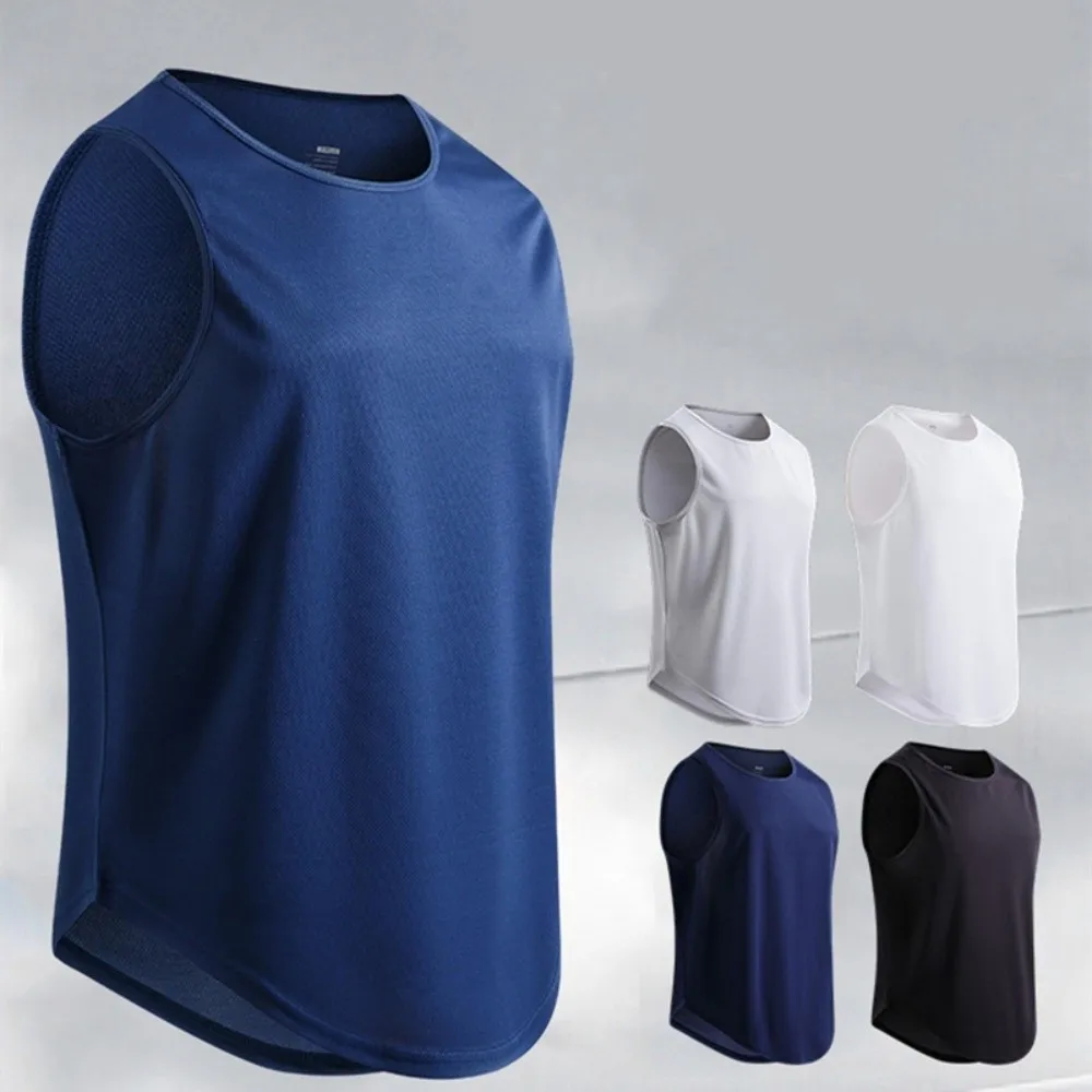 

Comfortable Sleeveless Sports Tank Top Quick Dry T-shirts Running Vest Breathable Round Neck Men Tops Vests Summer