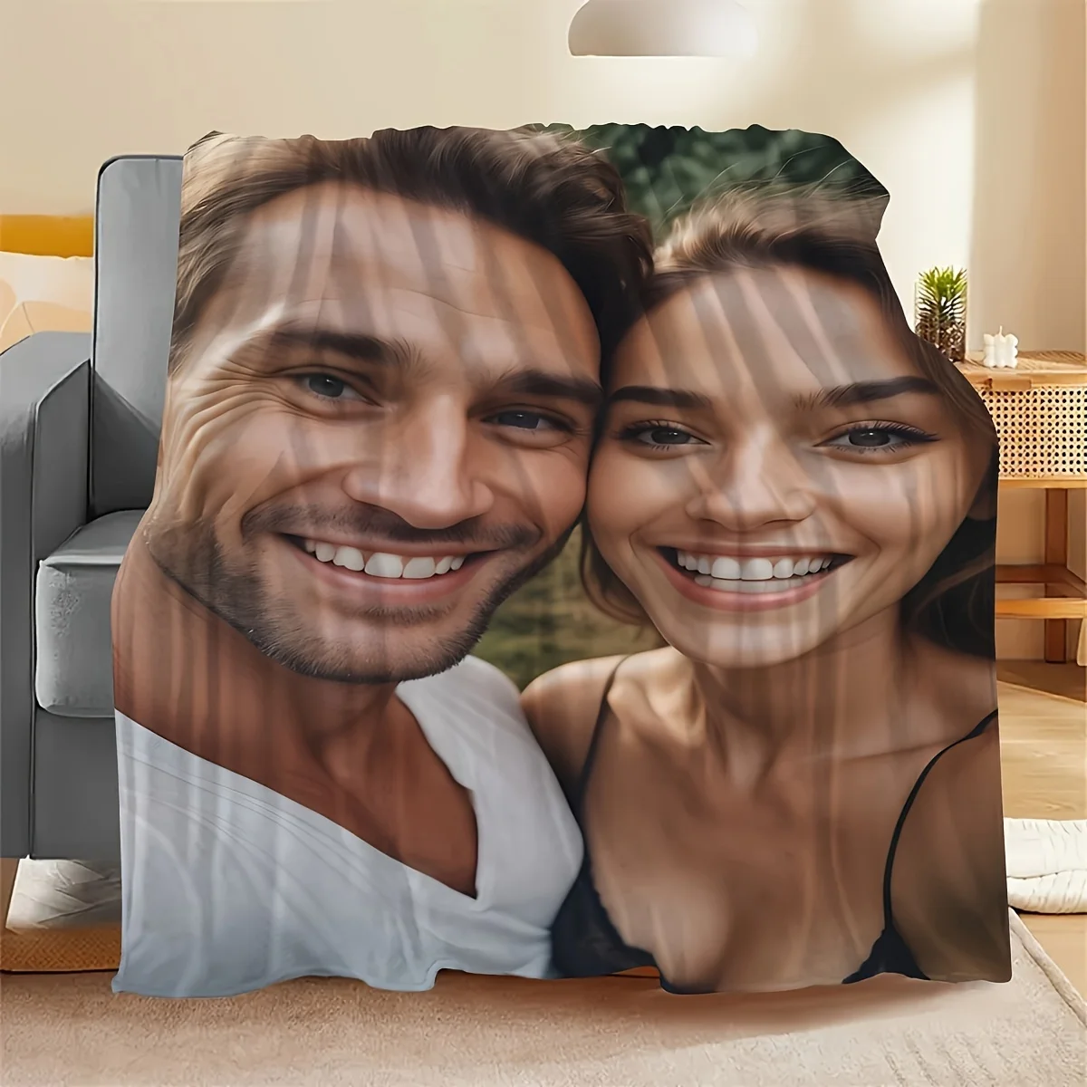 1 Custom Unique Photo Blanket, Personalized Gift for Anniversaries And Everyday Use, Soft Fleece for Nap Blanket for Sofa And Of