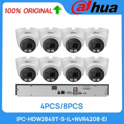 Dahua-Kit de videovigilancia CCTV Original, Ia WizSense Sistema de videovigilancia, 4/8 piezas, 8MP, cámara IP de IPC-HDW2849T-S-IL, 8 canales, POE, NVR4208-EI, NVR