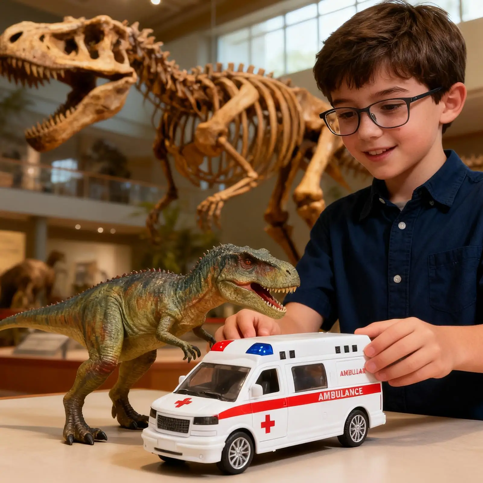 Toy Car Realistic Inertia Vehicles Light Up Kids Ambulance Car Toy For Yard Living Room Party Birthday Toddler Children Pupils