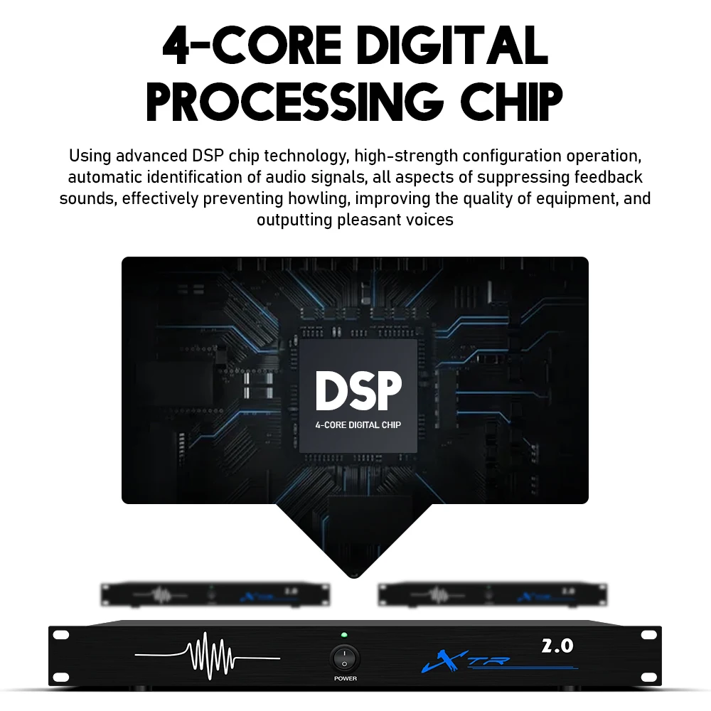 전문 피드백 억제기 2 in 2 Out 성능 무대 회의 자동 안티 호링 KTV 마이크 주파수 시프터