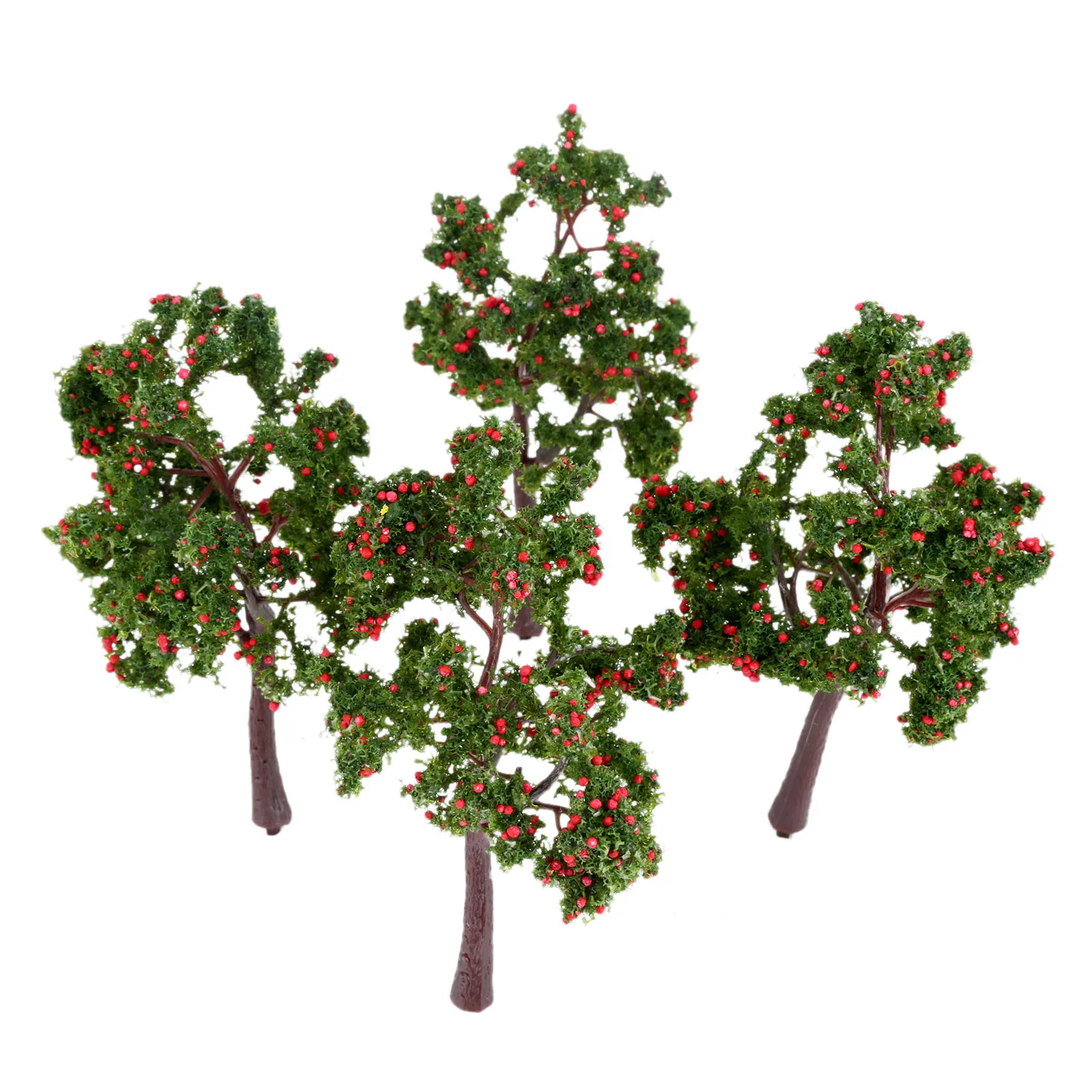 10 Pcs Red Fruit Model Trees Aritificial Plants 110mm Railway Street Scenery Train Layout Landscape Garden Scenery Miniature