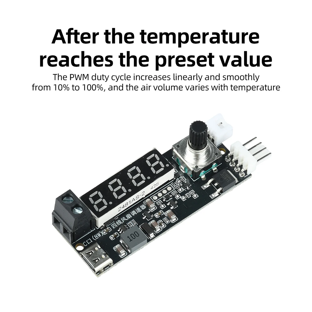 Vierkanaliger PWM-Lüftergeschwindigkeitsregler mit Digitalanzeige, 5-24V Weitspannung, 5A Hochleistungs-Kühlmodul für PC-Hardware – Detail 25