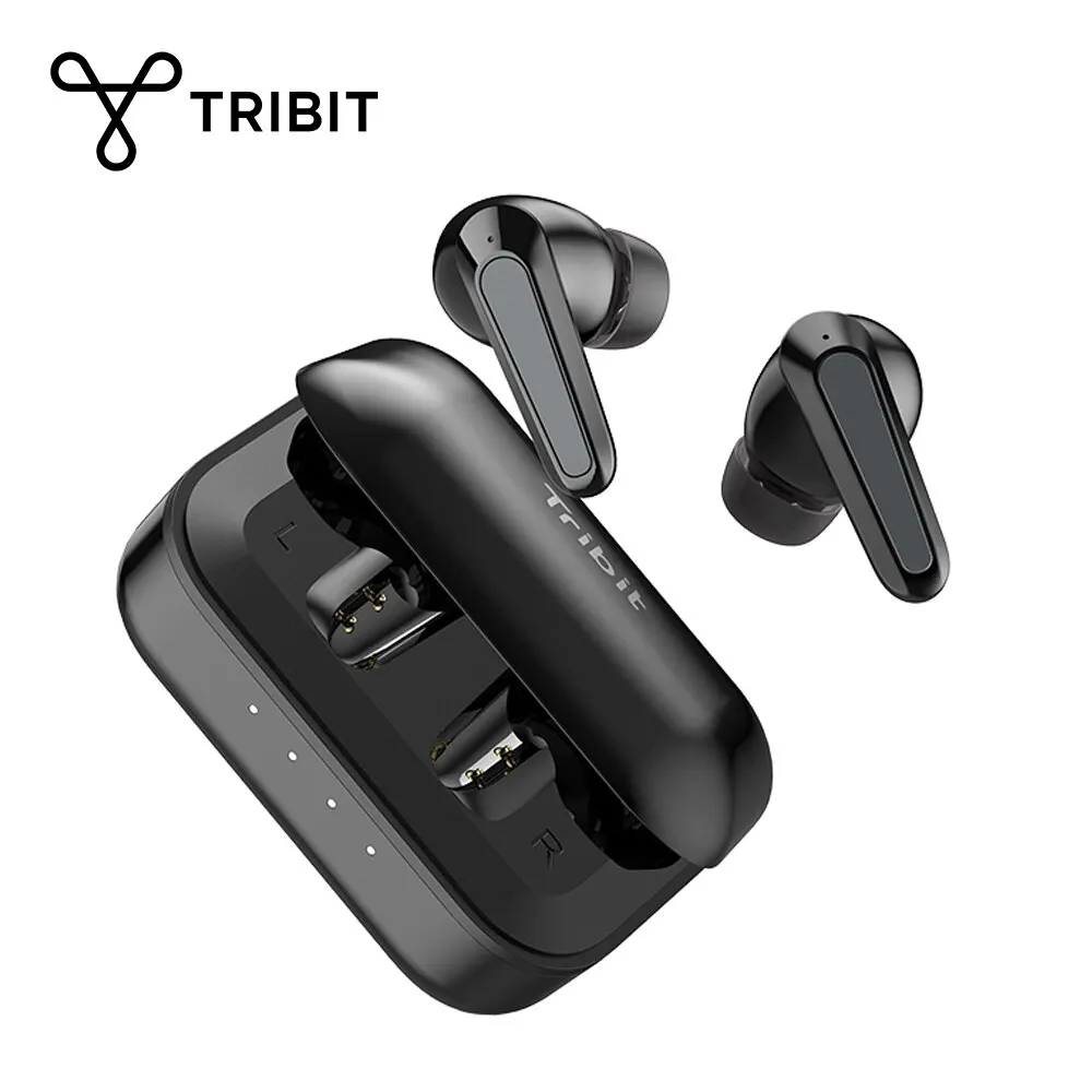 Tribit TWS earbud Bluetooth nirkabel, earphone Bluetooth 5.0 suara HiFi waktu putar 36 jam peredam kebisingan, Headphone FlyBuds 5