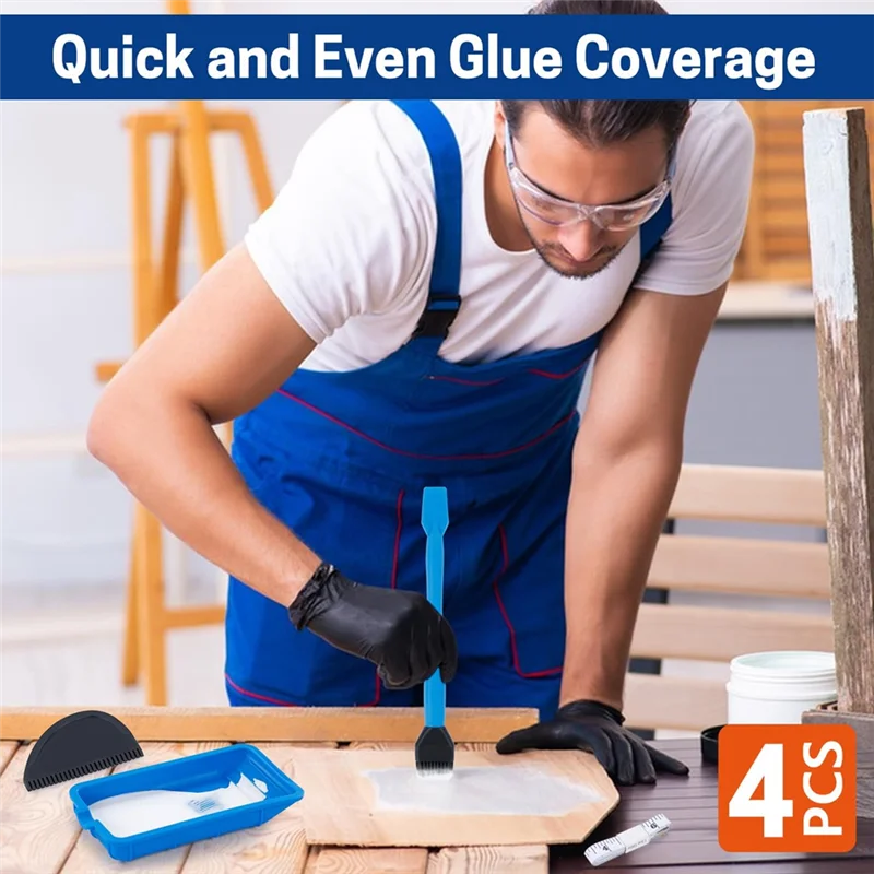 A26I-4 PCS Kit applicatore colla siliconica, set di pennelli per colla siliconica riutilizzabili Spalmatore colla per legno Spazzole in silicone per la lavorazione del legno