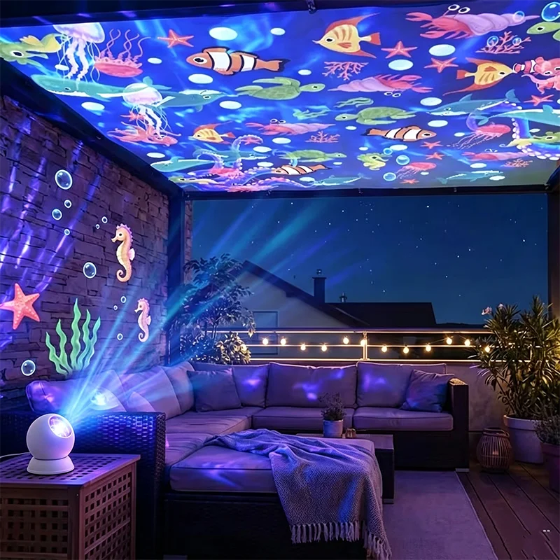 LED Starry Ocean Projector Light, Ocean Rotating Dynamic Projection Night Light, USB Plug-in Ambient Lamp, Decorative Lighting