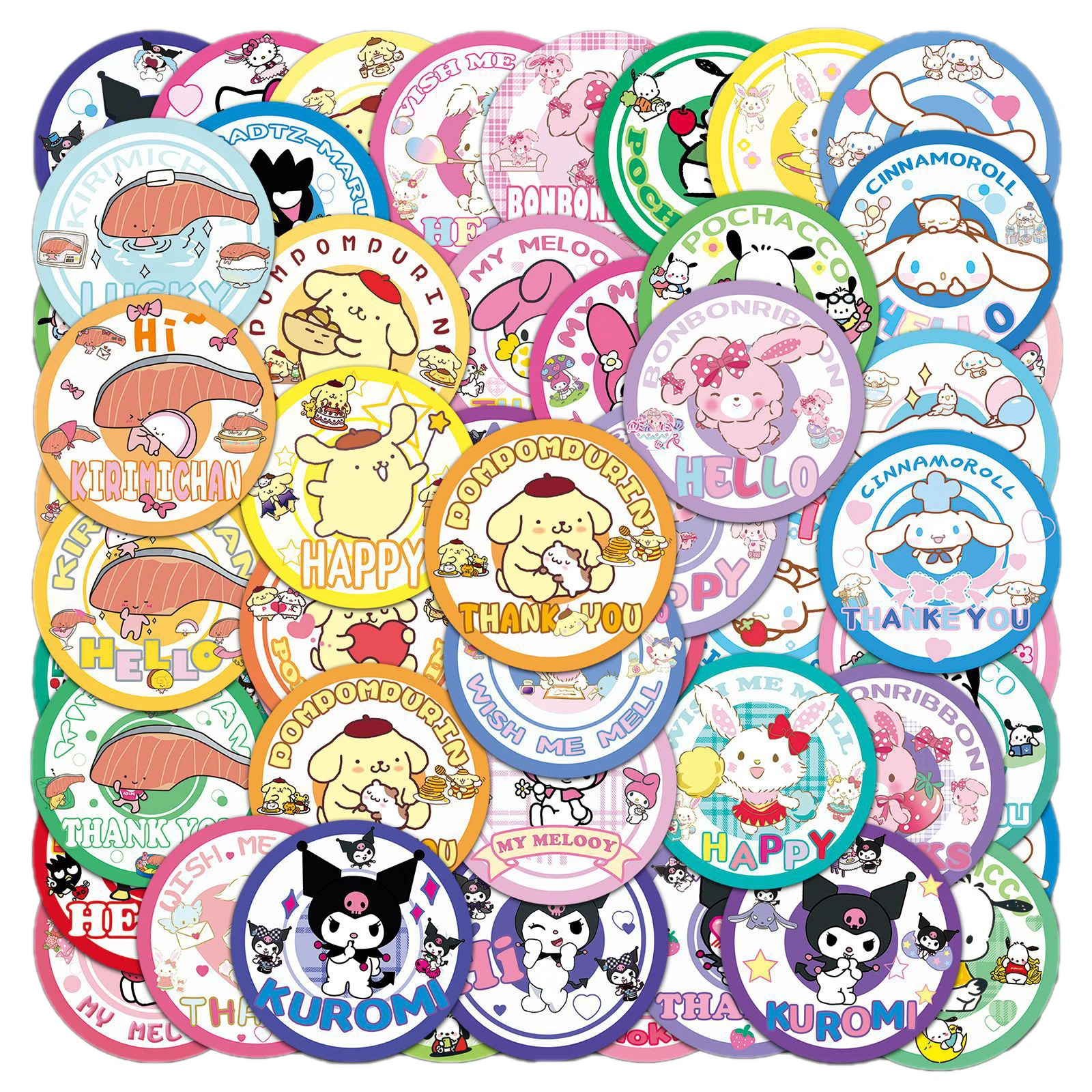 10/30/50PCS Cute Sanrio Anime Stickers Hello Kitty Pompompurin Kuromi DIY Phone Suitcase Laptop Fridge Wall Graffiti Sticker Toy