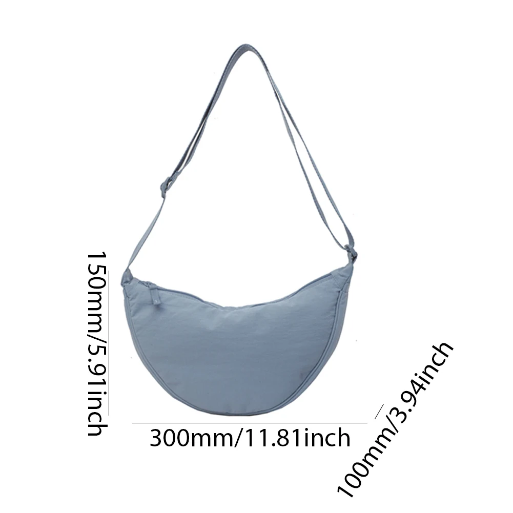 Women Half Moon Underarm Bag Solid Color Crossbody Crescent Bag Simple Satchel Bag Adjustable Strap for Vacation Party