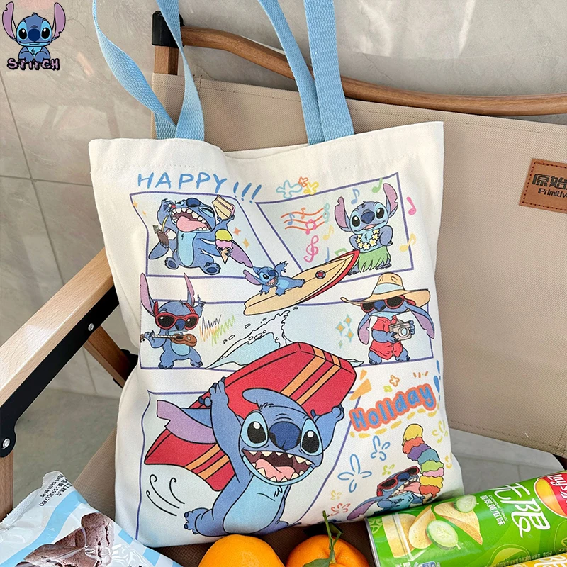 Disney Accessories Stitch Handbag Canvas Shoulder Bag Crossbody Shopping Bag Large Capacity Lilo and Stitch Student Storage Bag