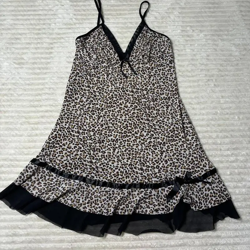 Spicy Girls Y2K Skirt Leopard Lace Harajuku Streetwear Casual Punk Dress Hip Hop Retro Sling Skirts Rock Gothic Summer Frock EMO