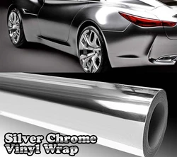 10cm X150cm Silver Chrome Mirror Car Wrap Vinyl Covering Film Sticker Decal Roll Sheet with Air Bubble Free 4inX 60in