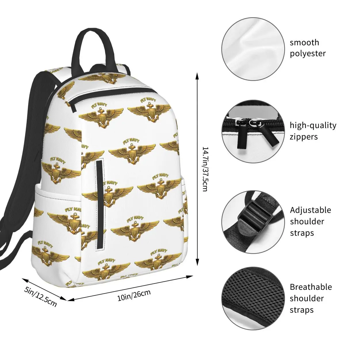 Fly Navy Pilot Wings Cap Backpack Student BookBag Children School Bag Computer Shoulder Bags Boys Girls