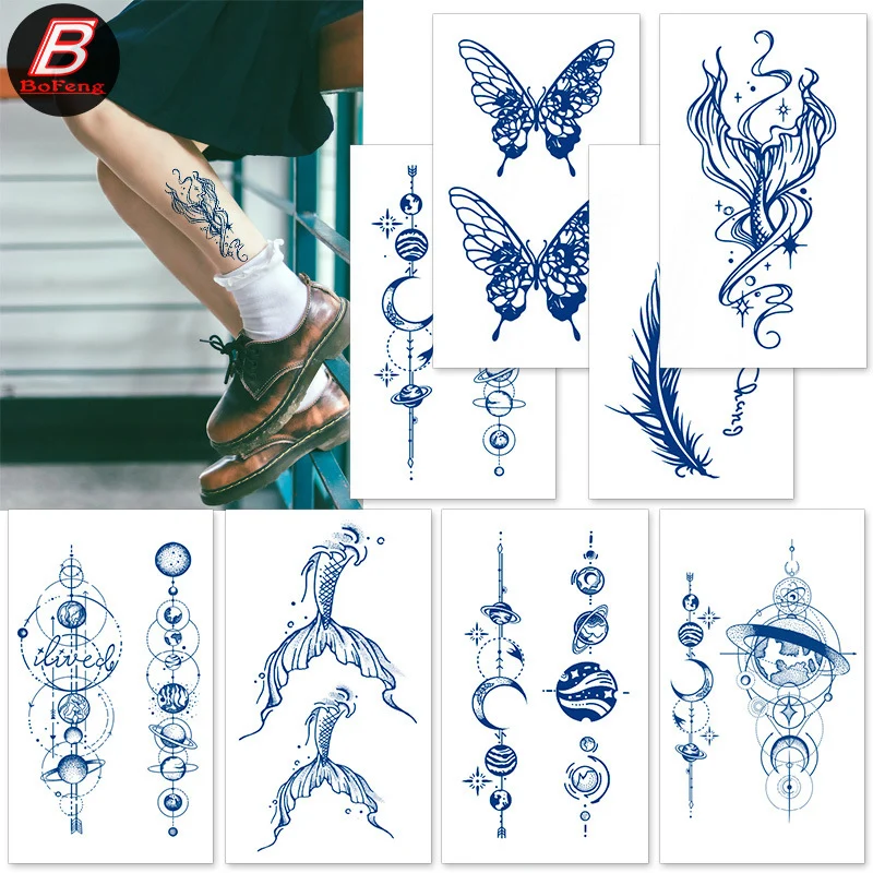 

Lasting Herbal Juice Tattoo Sticker Semi Permanent Waterproof Temporary Tattoo Sticker Flower Leaf Fake Tattoos for Women Men