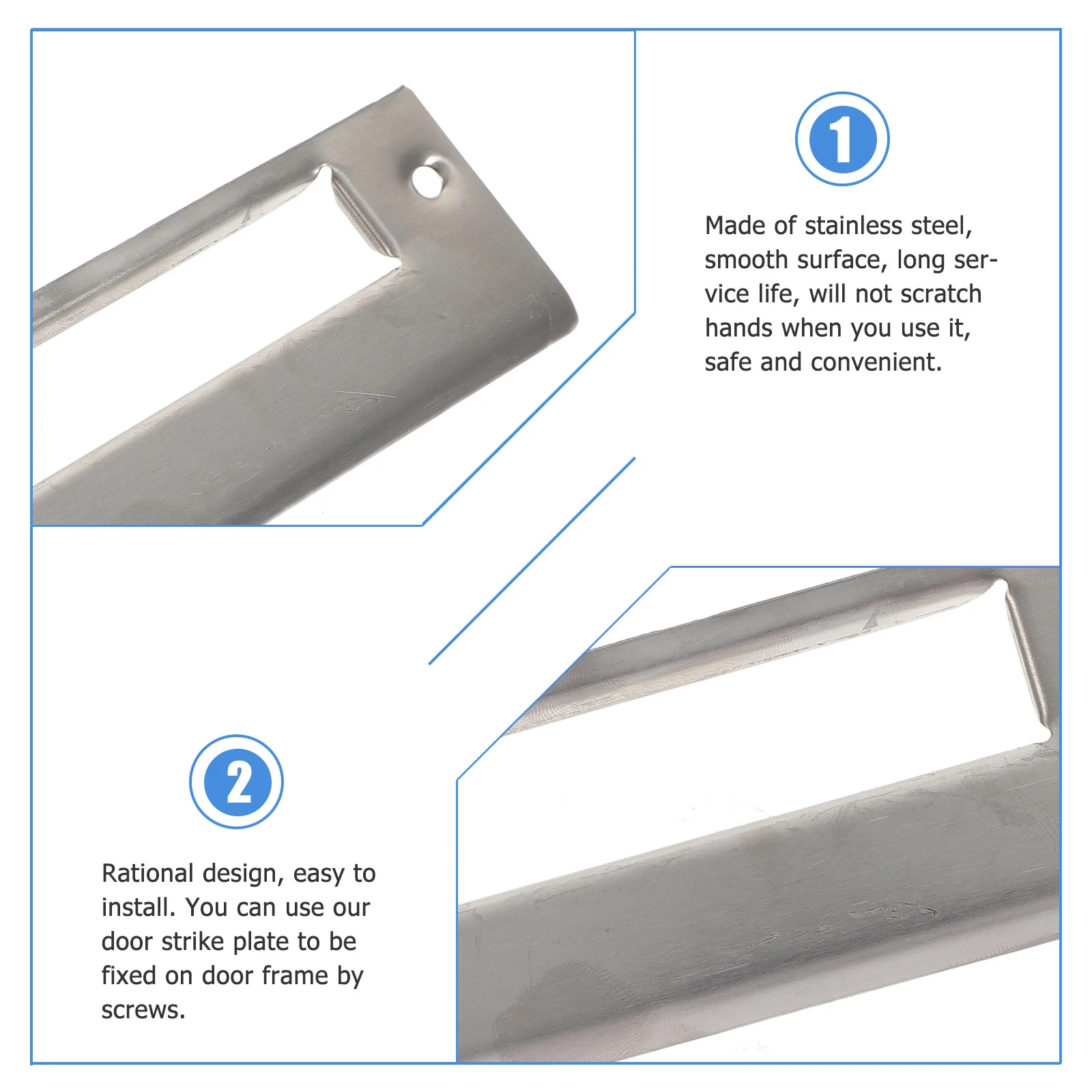 5 Pcs Guide Sheet Door Locks Reinforcement Plate Covers Extended Strike Stainless Steel Deadbolt Hole