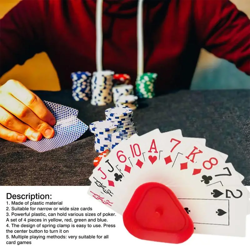 4Pcs Triangle Shaped Hands-Free Playing Card Holder Card Hand Holder For Kids Adults Family Fun Night Poker Canasta Parties