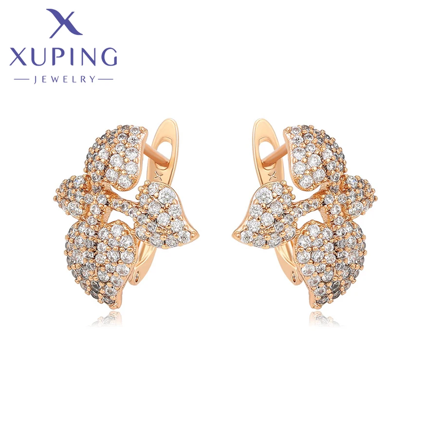 Xuping Jewelry New Arrival Fashion Leaf Women Shaped Earring with Gold Color X000000978