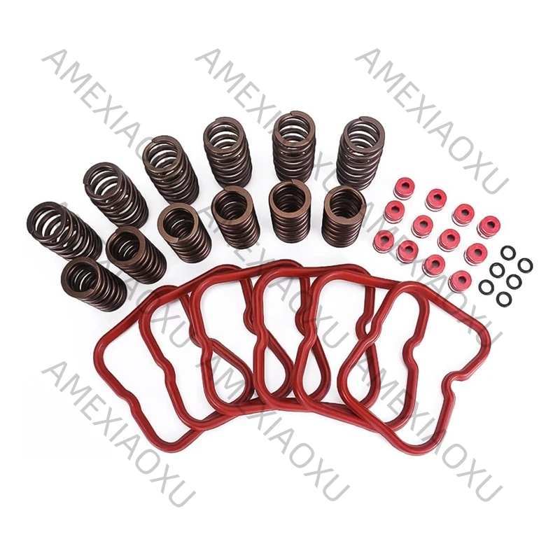 For Cummins 6BT 5.9 12V 1989-1998 Upgraded 12 Set Valve Springs Gaskets Kit 3916691 3902666 3921640 3910824 AMEXIAOXU