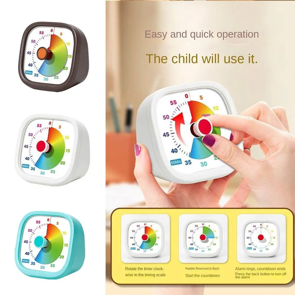 Movement Visual Timer Silent Time Management Countdown Clock with Stand 60-Minute Kitchen Cooking Timer Learning