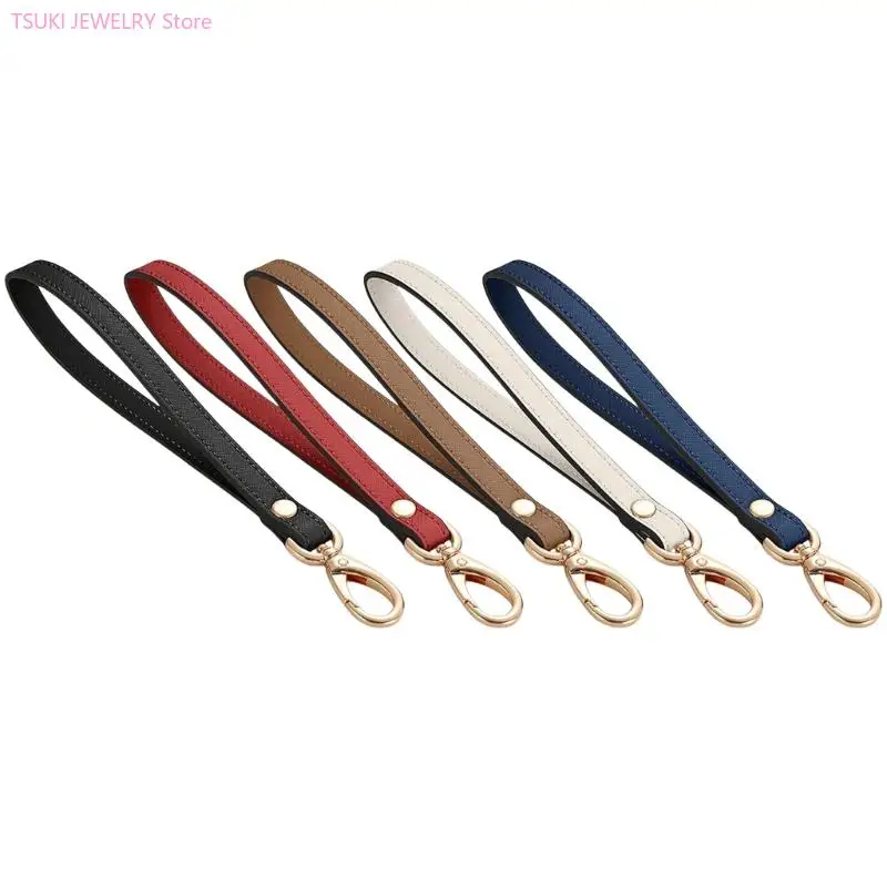 

62KE Wristlet Strap,Faux Leather Keychain Hand Wrist Strap for Clutch Wallet Purses Cellphone with Golden Lock Gifts