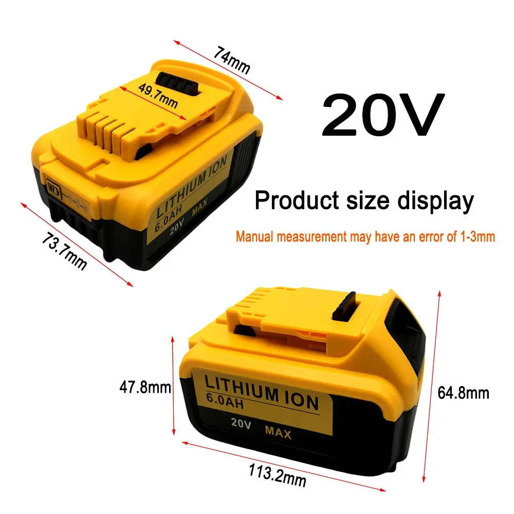 New 20V 10J MAX 6.0Ah DCB200 Replacement Li-ion Battery for DeWalt DCB205 DCB201 DCB203 Power Tool Batteries