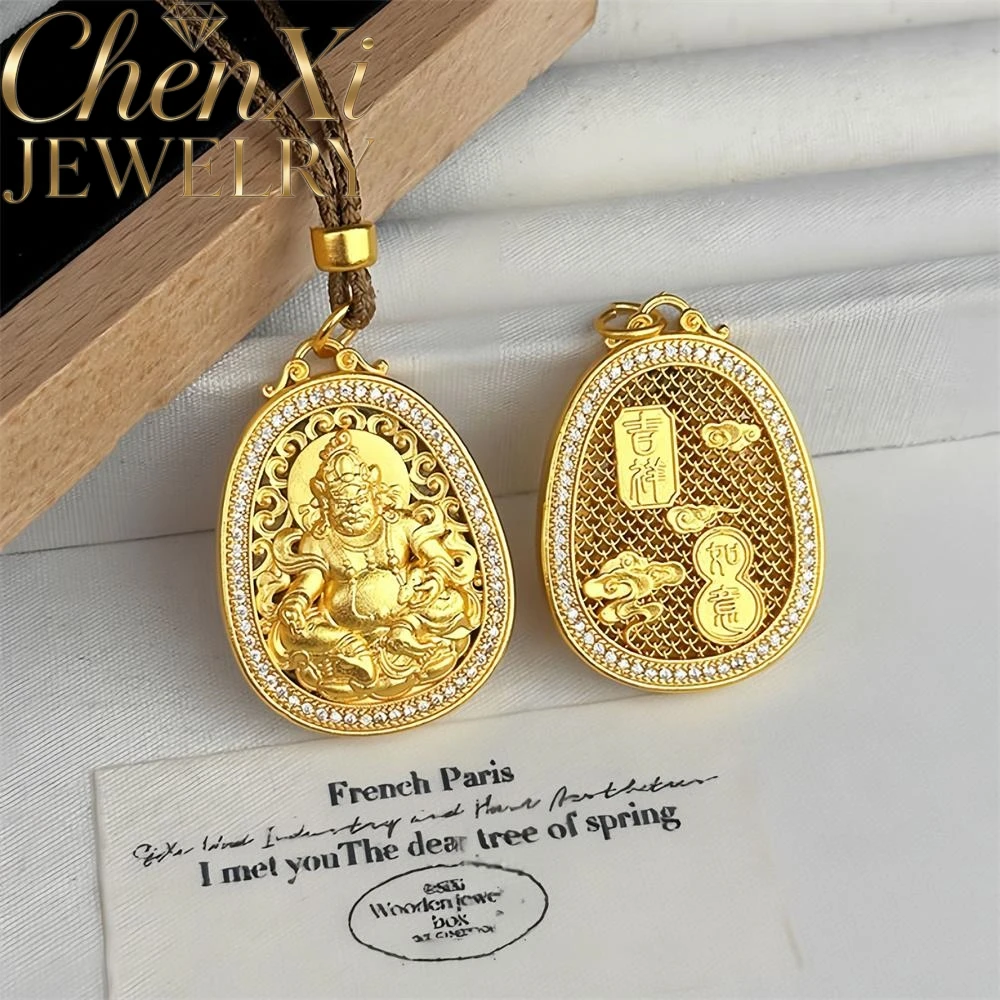 

Элитный кулон из песочного золота с объемным бриллиантом, символизирующий удачу (Руи Будда), роскошное качество, изысканные модные украшения, элегантные подвески