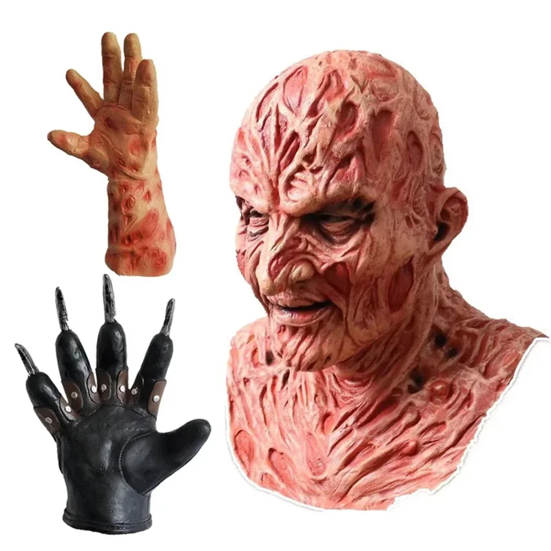 

Cosplay Clown Freddy Scary Mask Horror Zombie Disguise Halloween Props Latex Carnival Freddy Krueger Cosplay Anime Gloves Anime