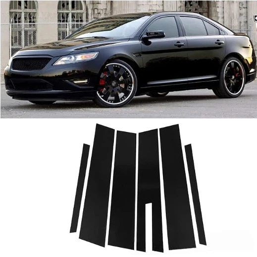 For Ford Taurus 2010-2019 Window Trim Side Door Frame Cover Black Center Pillar Sticker