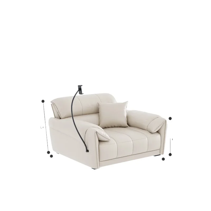 Zero wall cream wind leather multi-functional sofa electric reclining three-person first layer cowhide Italian living room sofa