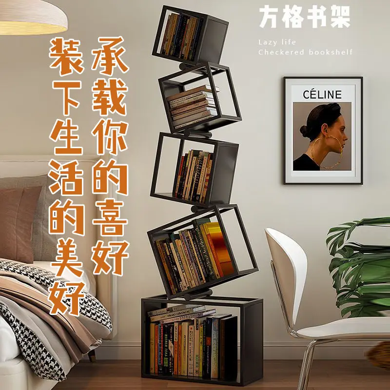 Creative iron bookshelf abnormal-shaped corner vertical floor-to-ceiling living room corner modern simple shelving