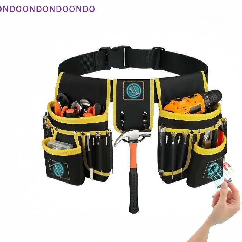 Heavy Duty Oxford Tool Belt With Multiple Functional Pockets Adjustable Waist Strap For Carpenters Home Repair Work