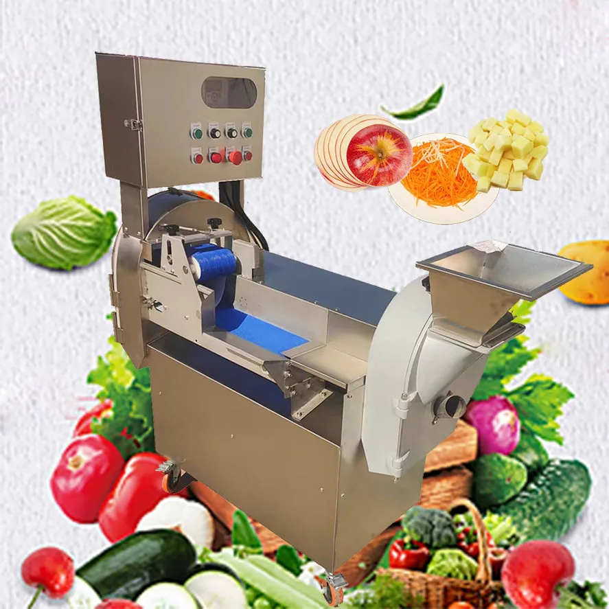 Leaf Vegetables Chopper Slice Cutting Machine Stainless Steel Double Head Carrot Potato Root Vegetable Chopper Cutting Machine