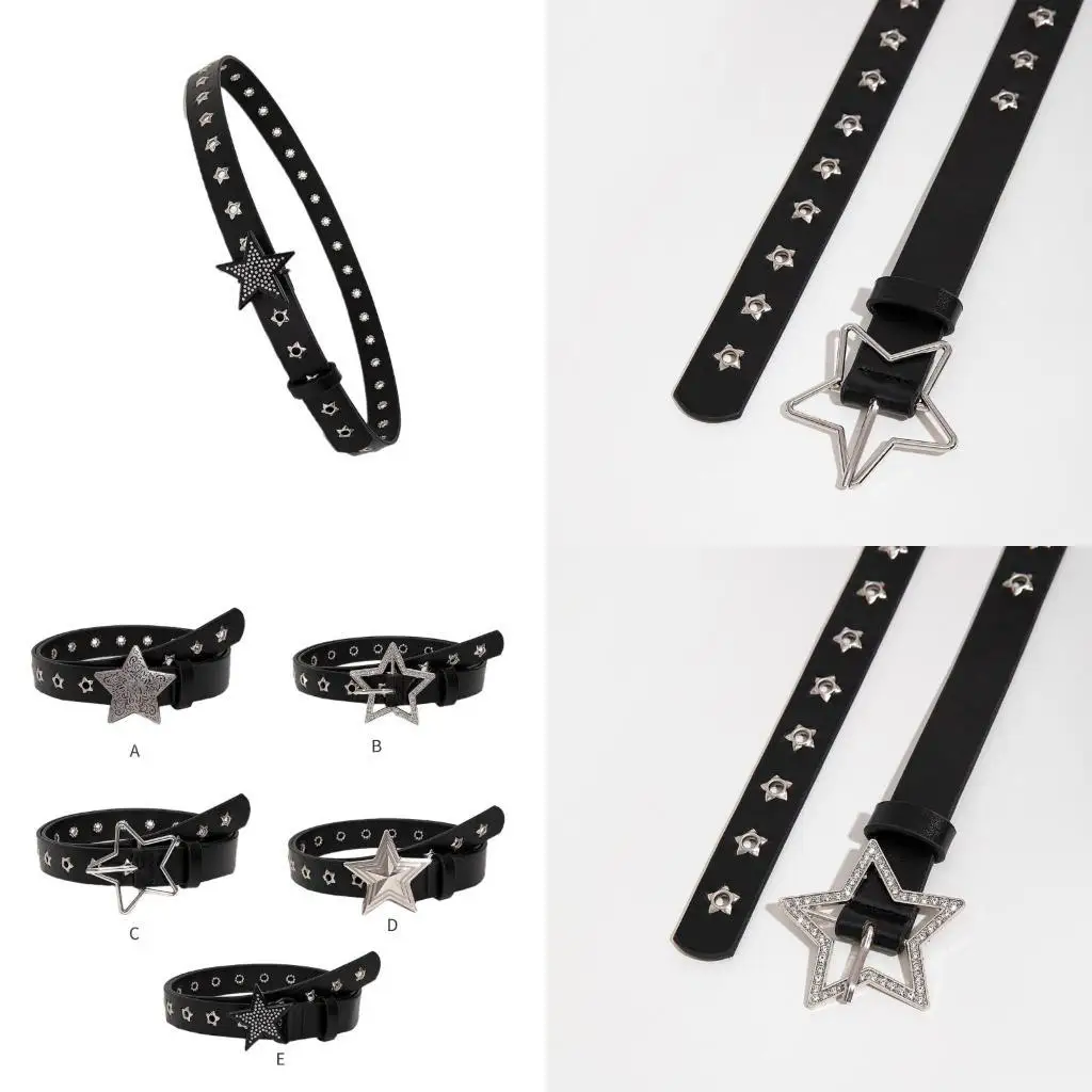 

39BB PU Belt with Star Buckle Multiple Type Waist Belt Fashion Enthusiasts Belt Coat Dress Female Wide Formal Waistband