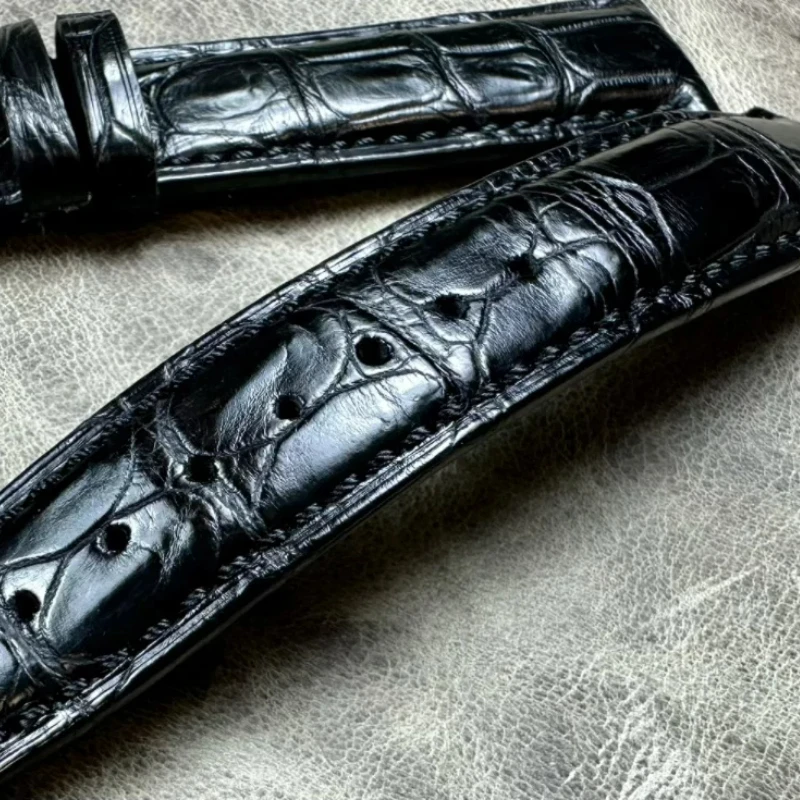 

New Style Rare 20mm 21mm 22mm Black Premium Strap Crocodile Skin Belt Genuine Leather Men Replace Watchband Watch Chain