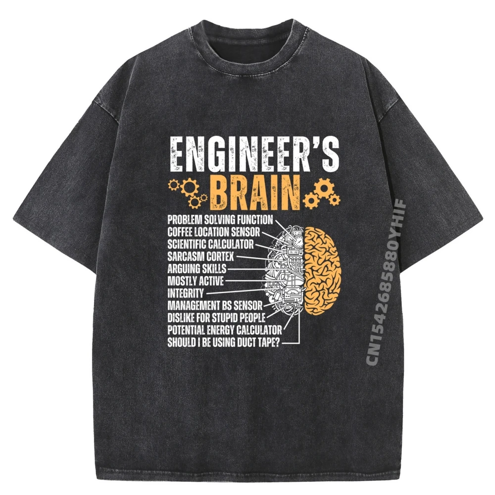 

Забавные саркастические футболки Engineer is Brain, классические уличные футболки с круглым вырезом и короткими рукавами из хлопчатобумажной ткани, женские потертые футболки