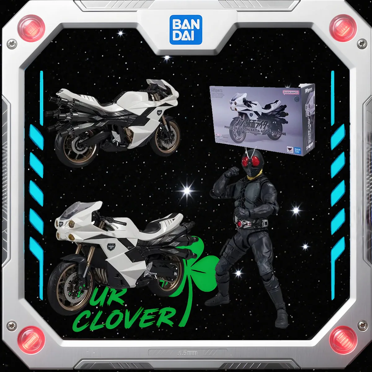 

High Quality Bandai Anime PHASE VARIATION BATTA-AUGS CYCLONE(SHIN MASKED RIDER) SHF Model Toy Action Figure Gift Collectible