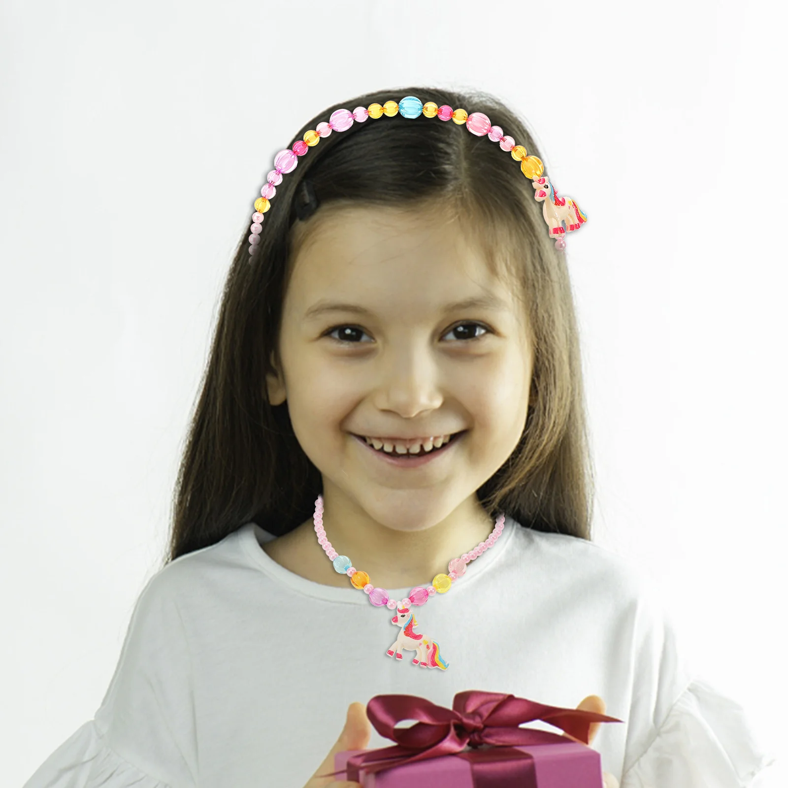 

1Set Princess Jewelry Set Dress Durable Plastic Necklace Bracelet Gift Jewelry Set Necklace for