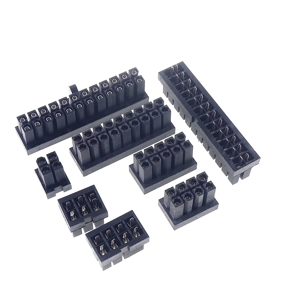 2 50 Pcs ATX 4 6 8 10 18 20 24Pin 4.20 mm Wafer Receptacle Latch Lock Power Connector Female Sockets Mini-Fit Straddle Mount PCB