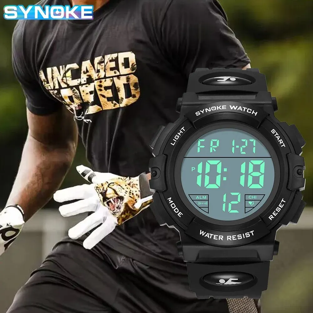 SYNOKE Outdoor Sport Watch 50M Waterproof Digital Men Fashion MultiFunction Waterproof Digital Watch Men