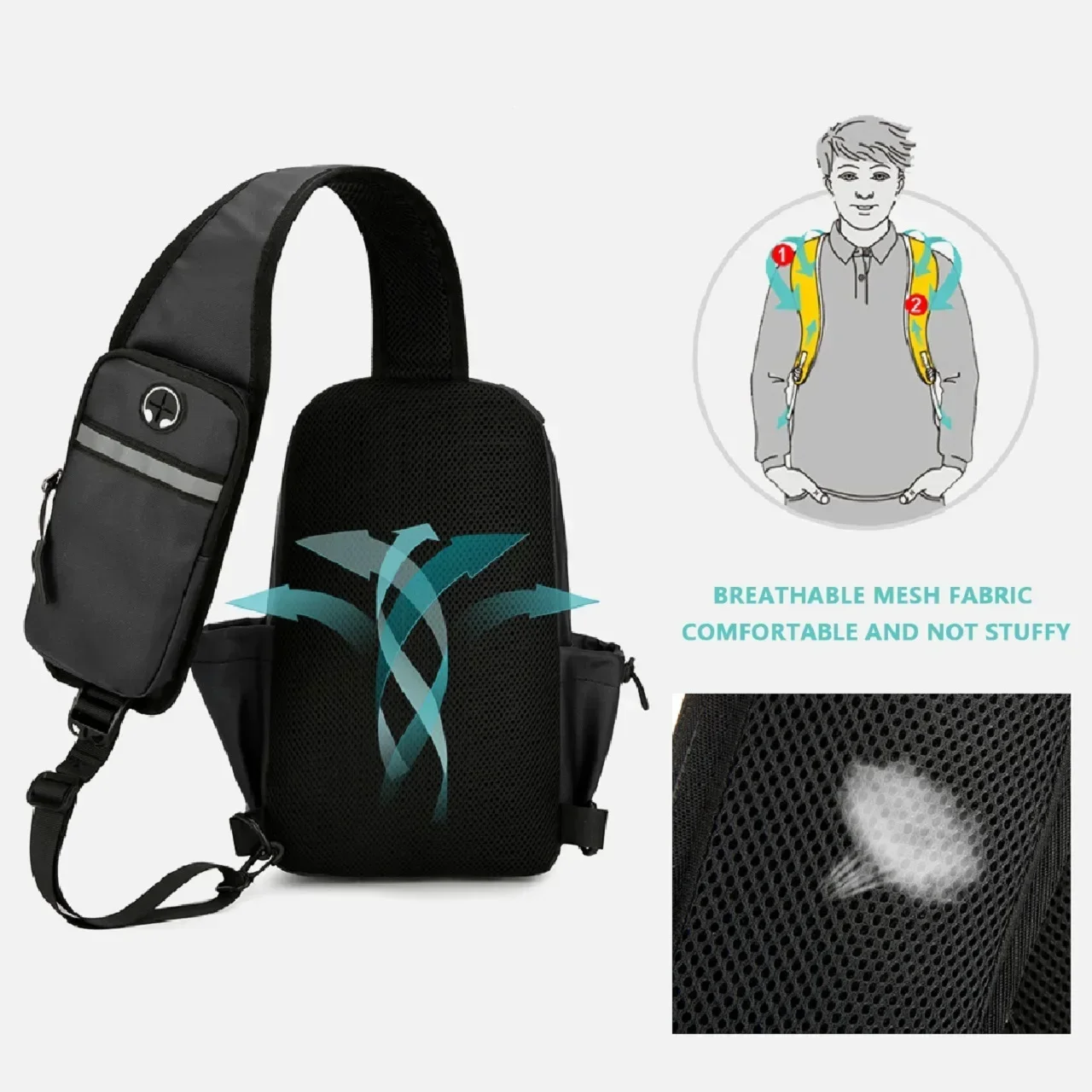 Bolsa de ombro impermeável para homens e mulheres, bolsa multifuncional para acampamento ao ar livre, mochila esportiva de lazer