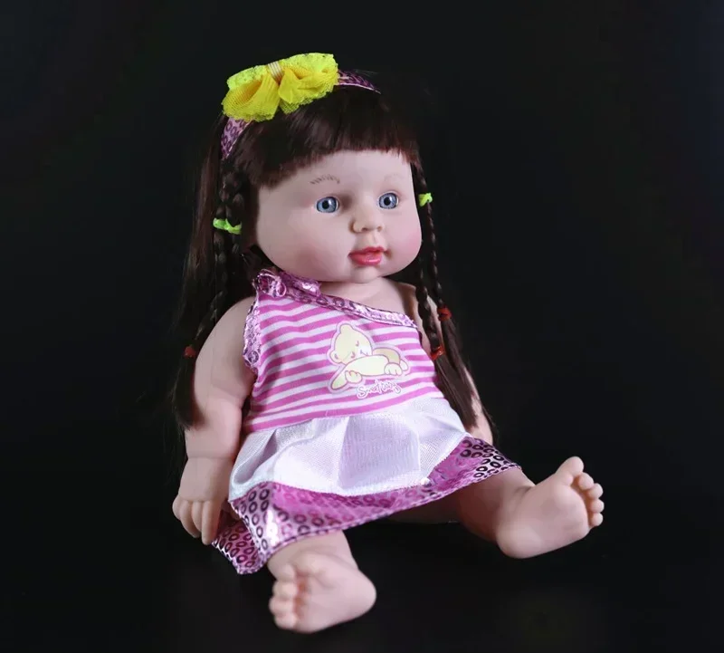 Muñeca Reborn con diadema y lazo de ojos azules para niña, muñeco recién nacido de 30cm, regalo, novedad