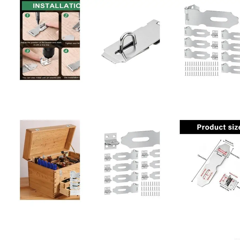 581E 10pcs Stainless Steel Cabinet Latches with Holes Rustproofed Small Door Lock