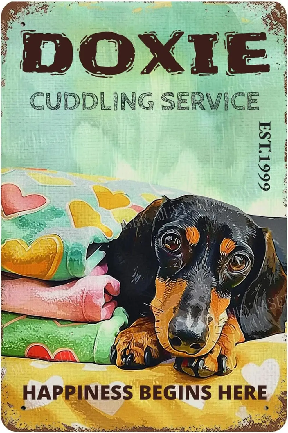 Metal Signs Doxie Cuddling Service Sign Vintage Signs Retro Aluminum Tin Sign for Garden Kitchen Office Home Bar Cafe Decor 8x12